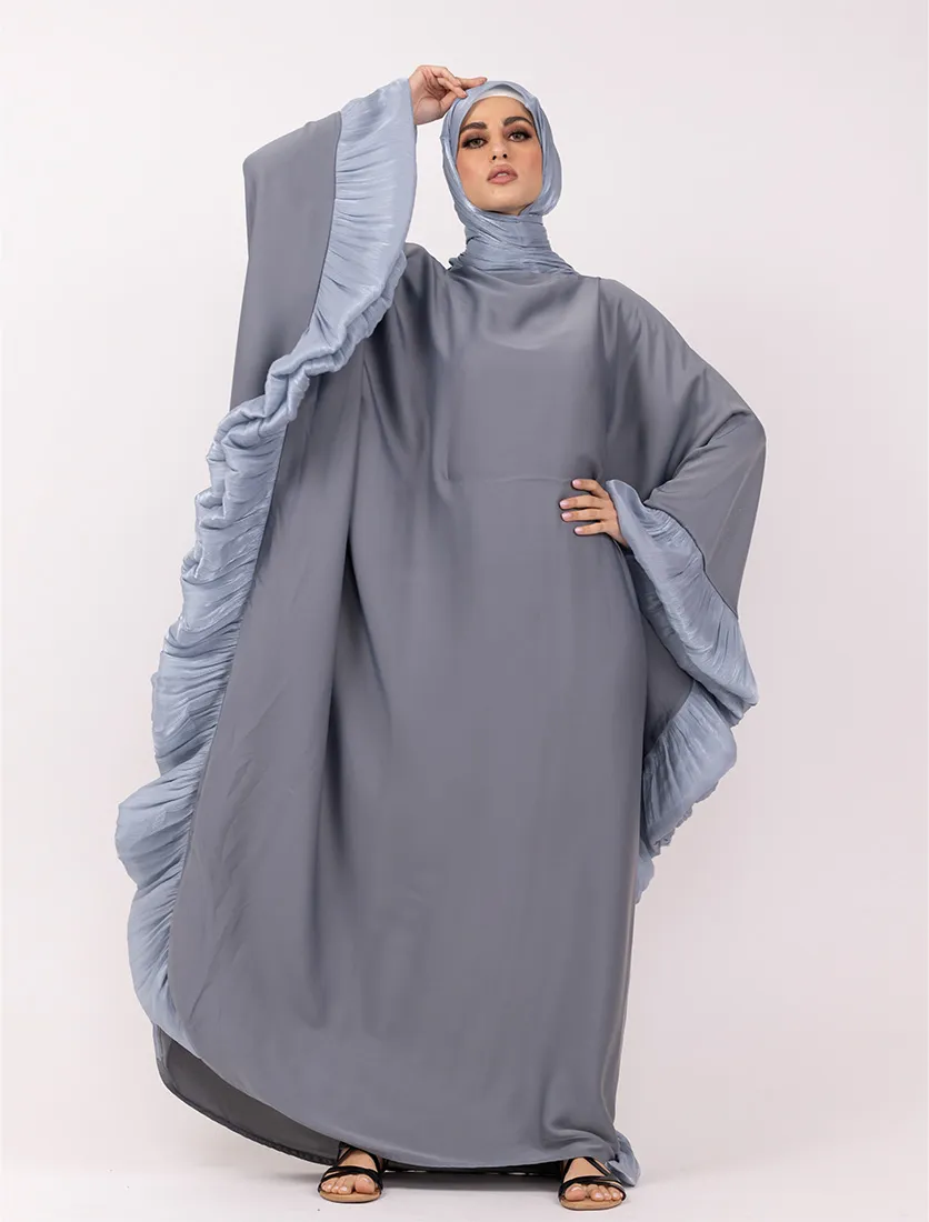 Blue Organza Trim Kaftan